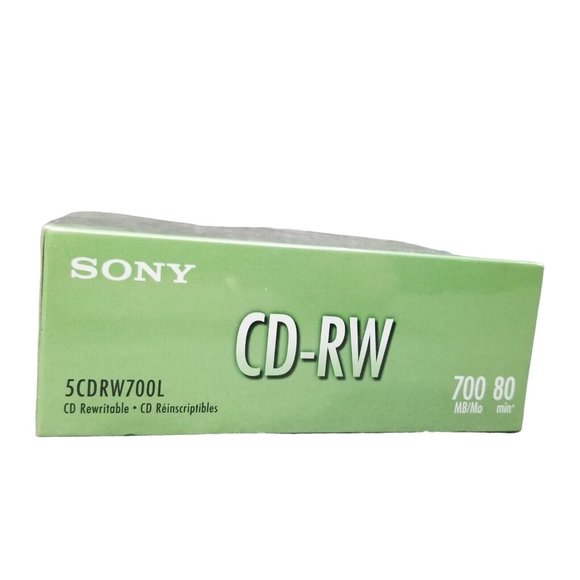 Sony CD - RW 5 Pack Blank Discs 700MB 80 Min Rewritable 5CDRW700L New, Sealed - Picture 12 of 15